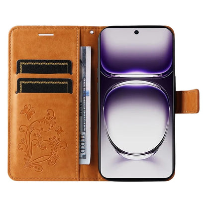 KT Imprinting Flower Series-2 For Oppo Reno12 5G (Global) Phone Case Butterfly Imprint Leather Wallet Cover