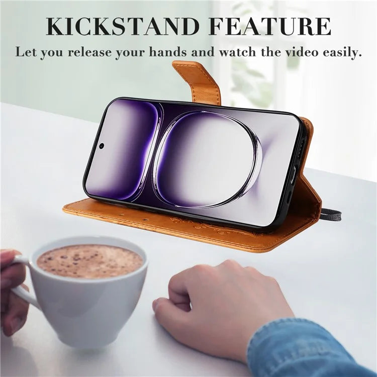 KT Imprinting Flower Series-2 For Oppo Reno12 5G (Global) Phone Case Butterfly Imprint Leather Wallet Cover
