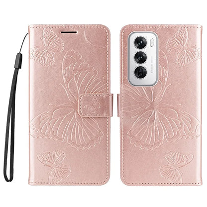 KT Imprinting Flower Series-2 For Oppo Reno12 5G (Global) Phone Case Butterfly Imprint Leather Wallet Cover