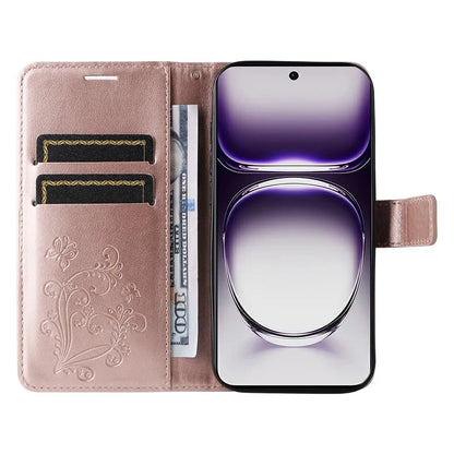 KT Imprinting Flower Series-2 For Oppo Reno12 5G (Global) Phone Case Butterfly Imprint Leather Wallet Cover
