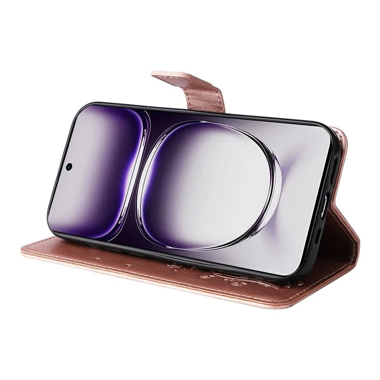 KT Imprinting Flower Series-2 For Oppo Reno12 5G (Global) Phone Case Butterfly Imprint Leather Wallet Cover