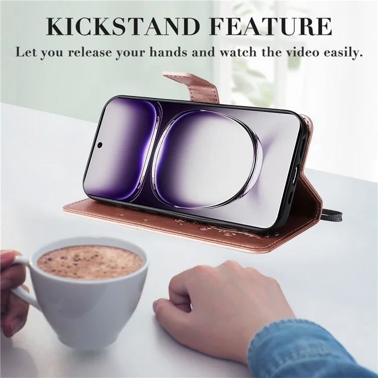 KT Imprinting Flower Series-2 For Oppo Reno12 5G (Global) Phone Case Butterfly Imprint Leather Wallet Cover