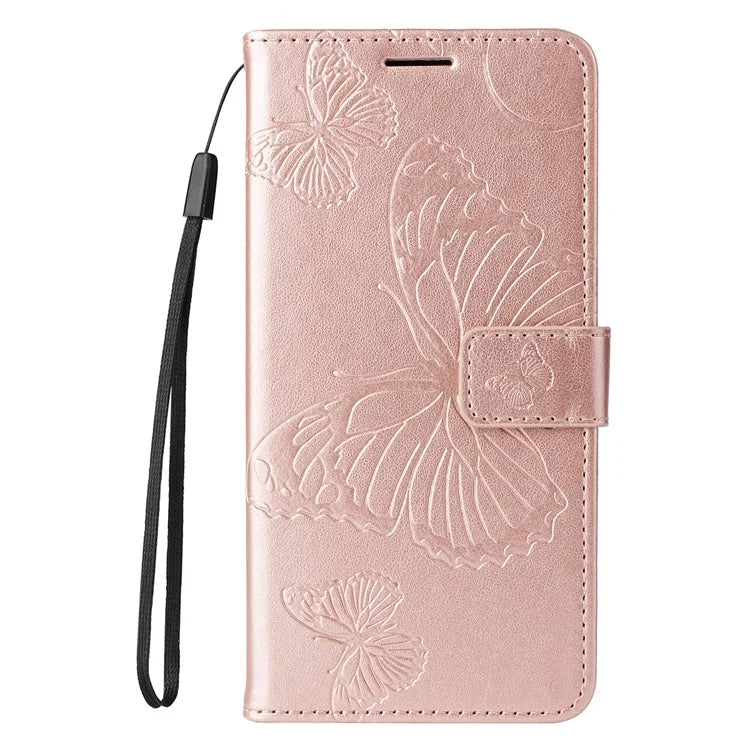 KT Imprinting Flower Series-2 For Oppo Reno12 5G (Global) Phone Case Butterfly Imprint Leather Wallet Cover