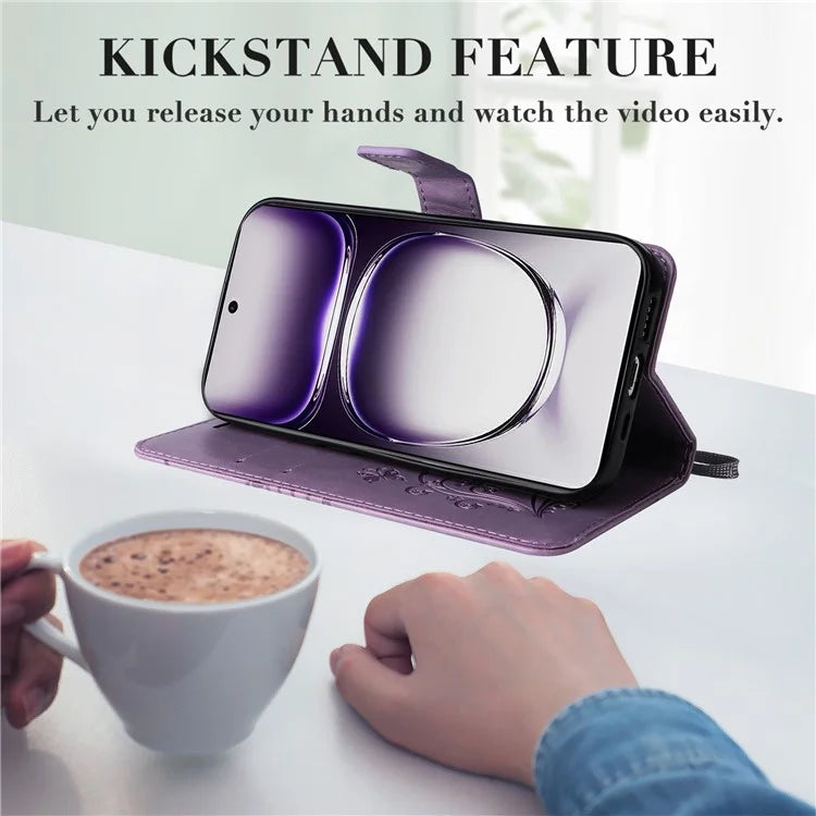 KT Imprinting Flower Series-2 For Oppo Reno12 5G (Global) Phone Case Butterfly Imprint Leather Wallet Cover