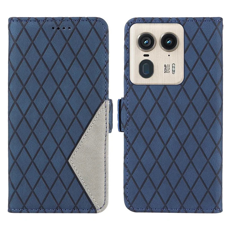 For Motorola Moto X50 Ultra 5G / Edge 50 Ultra 5G Wallet Stand Case Leather Phone Cover Rhombus Imprint