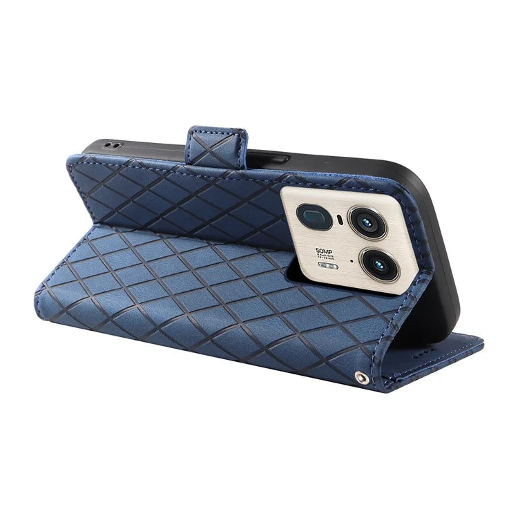 For Motorola Moto X50 Ultra 5G / Edge 50 Ultra 5G Wallet Stand Case Leather Phone Cover Rhombus Imprint