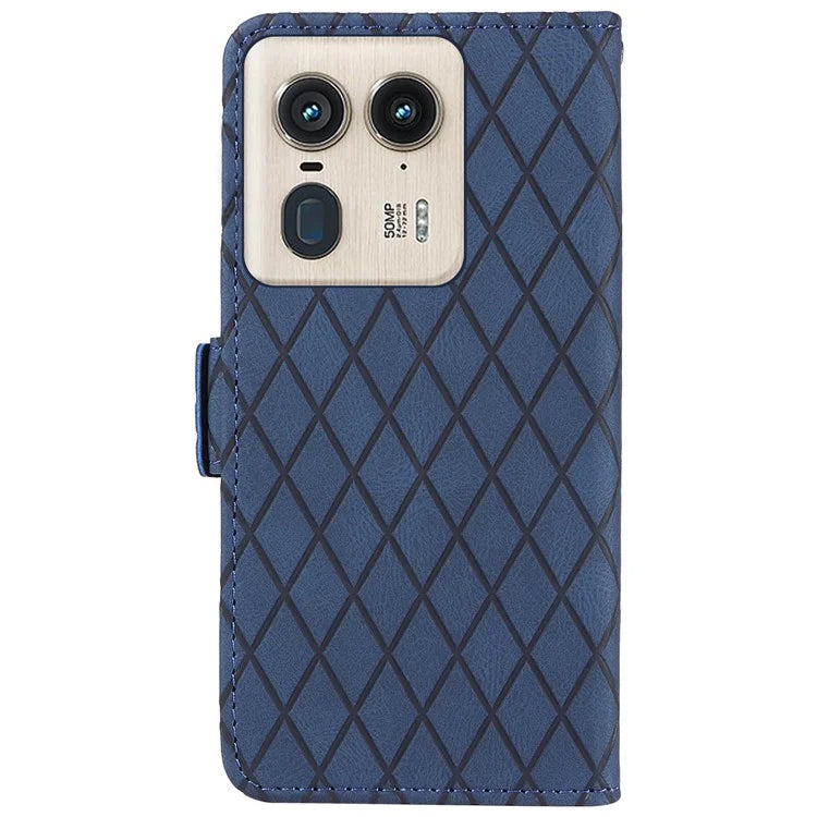 For Motorola Moto X50 Ultra 5G / Edge 50 Ultra 5G Wallet Stand Case Leather Phone Cover Rhombus Imprint