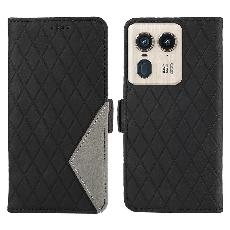 For Motorola Moto X50 Ultra 5G / Edge 50 Ultra 5G Wallet Stand Case Leather Phone Cover Rhombus Imprint