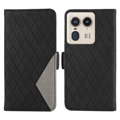 For Motorola Moto X50 Ultra 5G / Edge 50 Ultra 5G Wallet Stand Case Leather Phone Cover Rhombus Imprint