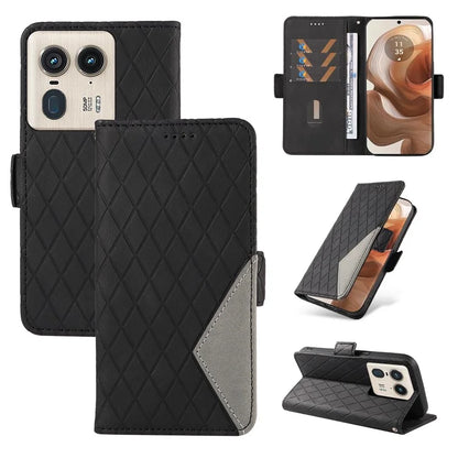 For Motorola Moto X50 Ultra 5G / Edge 50 Ultra 5G Wallet Stand Case Leather Phone Cover Rhombus Imprint