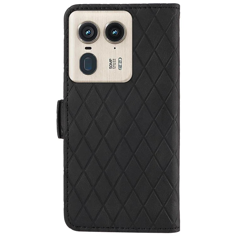 For Motorola Moto X50 Ultra 5G / Edge 50 Ultra 5G Wallet Stand Case Leather Phone Cover Rhombus Imprint