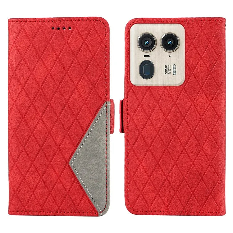 For Motorola Moto X50 Ultra 5G / Edge 50 Ultra 5G Wallet Stand Case Leather Phone Cover Rhombus Imprint