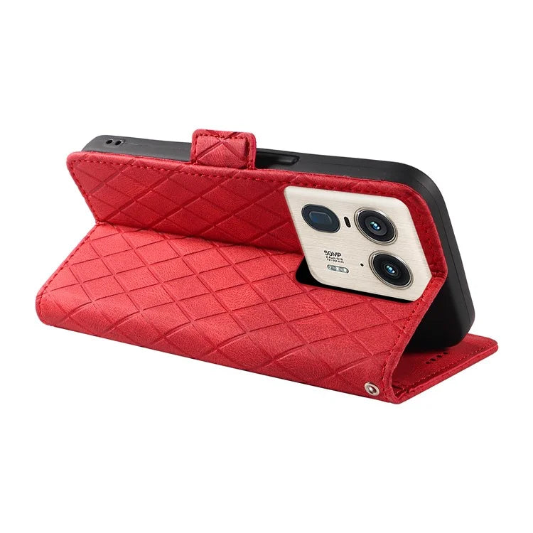 For Motorola Moto X50 Ultra 5G / Edge 50 Ultra 5G Wallet Stand Case Leather Phone Cover Rhombus Imprint
