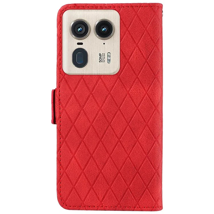 For Motorola Moto X50 Ultra 5G / Edge 50 Ultra 5G Wallet Stand Case Leather Phone Cover Rhombus Imprint