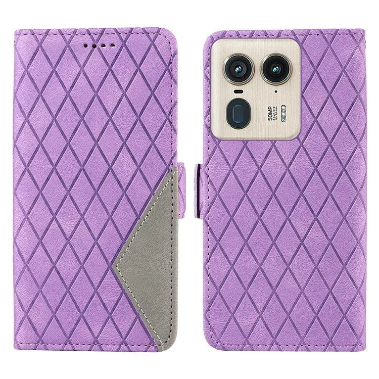 For Motorola Moto X50 Ultra 5G / Edge 50 Ultra 5G Wallet Stand Case Leather Phone Cover Rhombus Imprint