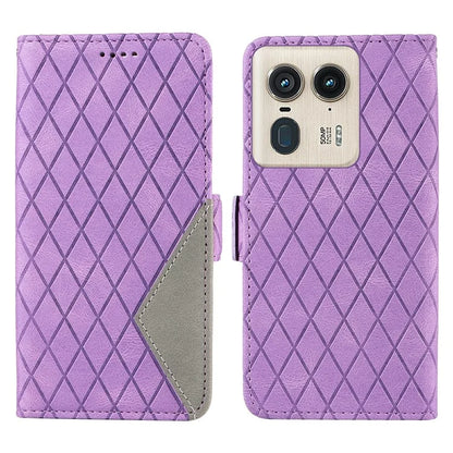 For Motorola Moto X50 Ultra 5G / Edge 50 Ultra 5G Wallet Stand Case Leather Phone Cover Rhombus Imprint