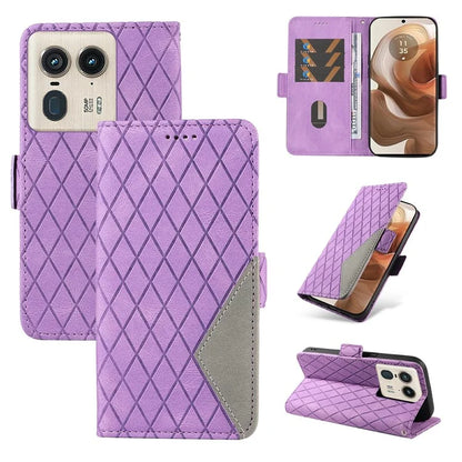 For Motorola Moto X50 Ultra 5G / Edge 50 Ultra 5G Wallet Stand Case Leather Phone Cover Rhombus Imprint