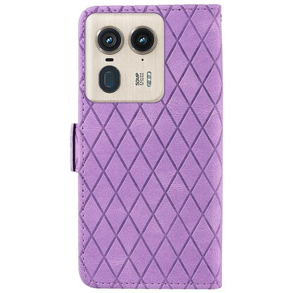 For Motorola Moto X50 Ultra 5G / Edge 50 Ultra 5G Wallet Stand Case Leather Phone Cover Rhombus Imprint
