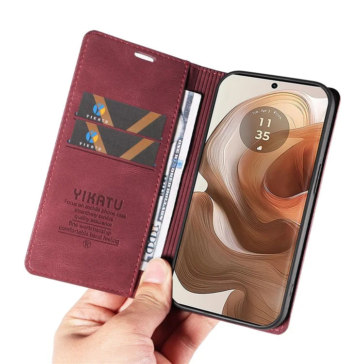 YIKATU YK-004 For Motorola Moto X50 Ultra 5G / Edge 50 Ultra 5G Case Leather Phone Wallet Cover Skin-Touch