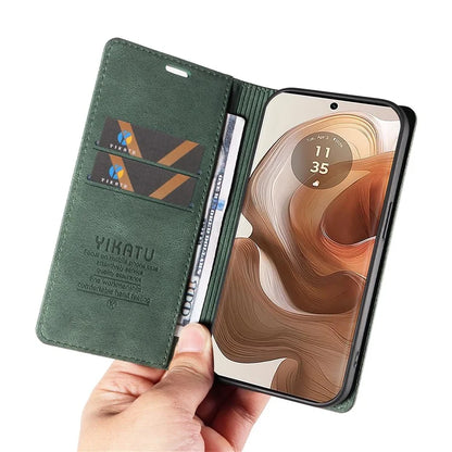 YIKATU YK-004 For Motorola Moto X50 Ultra 5G / Edge 50 Ultra 5G Case Leather Phone Wallet Cover Skin-Touch
