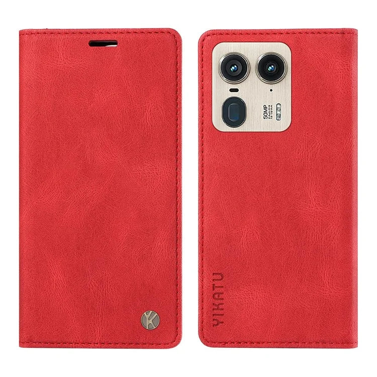 YIKATU YK-004 For Motorola Moto X50 Ultra 5G / Edge 50 Ultra 5G Case Leather Phone Wallet Cover Skin-Touch