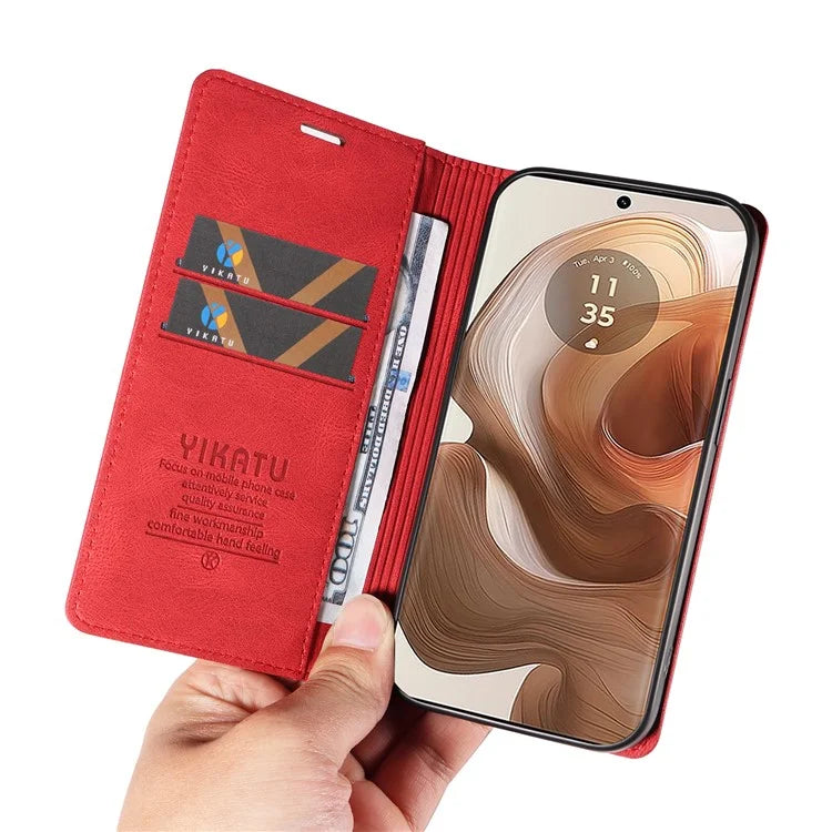 YIKATU YK-004 For Motorola Moto X50 Ultra 5G / Edge 50 Ultra 5G Case Leather Phone Wallet Cover Skin-Touch