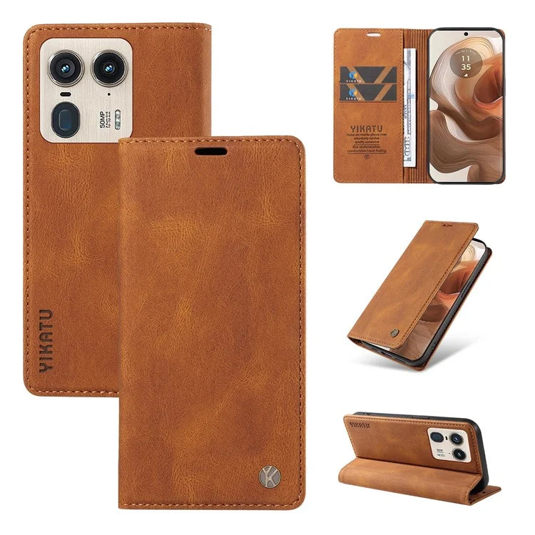 YIKATU YK-004 For Motorola Moto X50 Ultra 5G / Edge 50 Ultra 5G Case Leather Phone Wallet Cover Skin-Touch