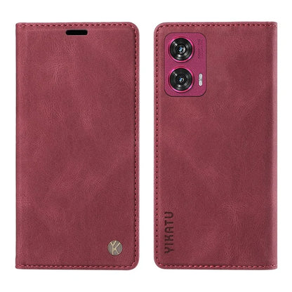 YIKATU YK-004 For Motorola Edge 50 Fusion 5G Leather Case Wallet Phone Cover Skin-Touch