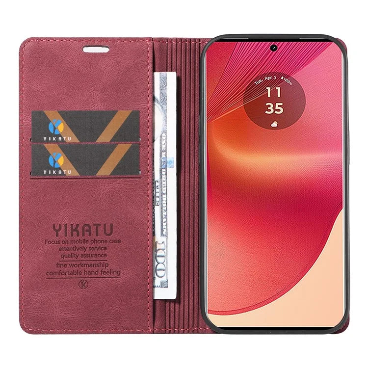 YIKATU YK-004 For Motorola Edge 50 Fusion 5G Leather Case Wallet Phone Cover Skin-Touch