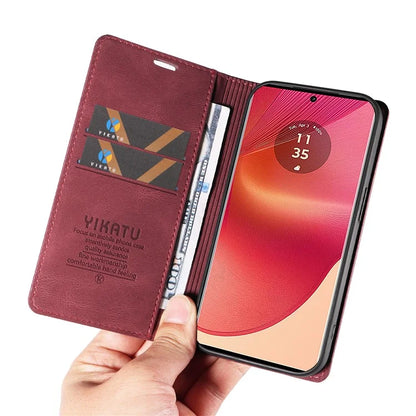 YIKATU YK-004 For Motorola Edge 50 Fusion 5G Leather Case Wallet Phone Cover Skin-Touch