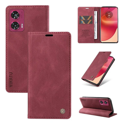 YIKATU YK-004 For Motorola Edge 50 Fusion 5G Leather Case Wallet Phone Cover Skin-Touch