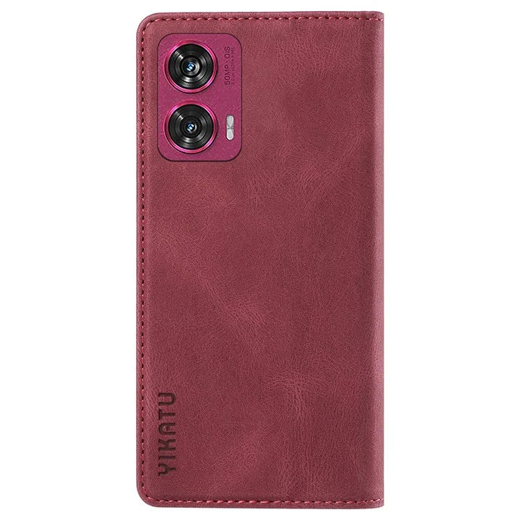 YIKATU YK-004 For Motorola Edge 50 Fusion 5G Leather Case Wallet Phone Cover Skin-Touch