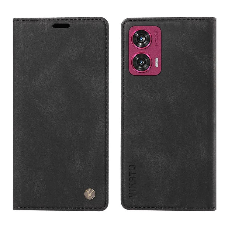 YIKATU YK-004 For Motorola Edge 50 Fusion 5G Leather Case Wallet Phone Cover Skin-Touch