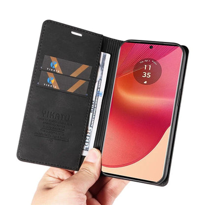 YIKATU YK-004 For Motorola Edge 50 Fusion 5G Leather Case Wallet Phone Cover Skin-Touch