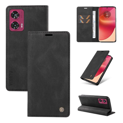 YIKATU YK-004 For Motorola Edge 50 Fusion 5G Leather Case Wallet Phone Cover Skin-Touch