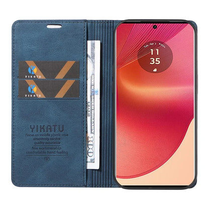 YIKATU YK-004 For Motorola Edge 50 Fusion 5G Leather Case Wallet Phone Cover Skin-Touch