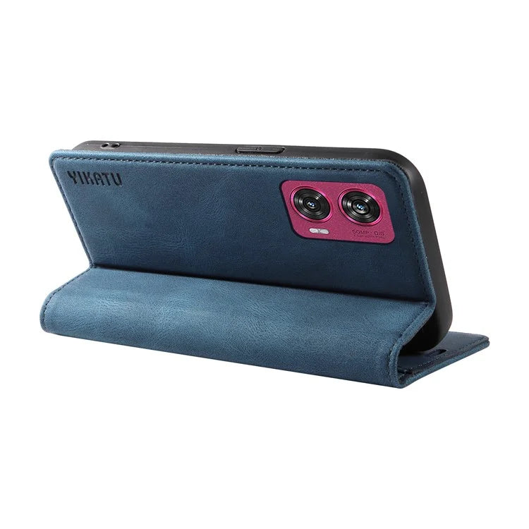 YIKATU YK-004 For Motorola Edge 50 Fusion 5G Leather Case Wallet Phone Cover Skin-Touch