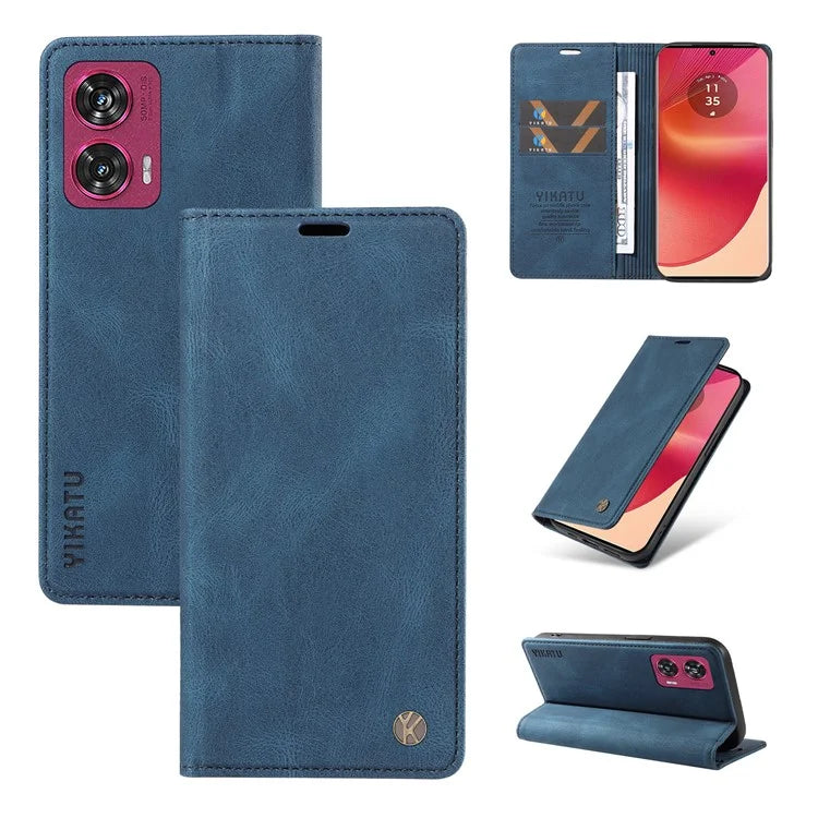 YIKATU YK-004 For Motorola Edge 50 Fusion 5G Leather Case Wallet Phone Cover Skin-Touch