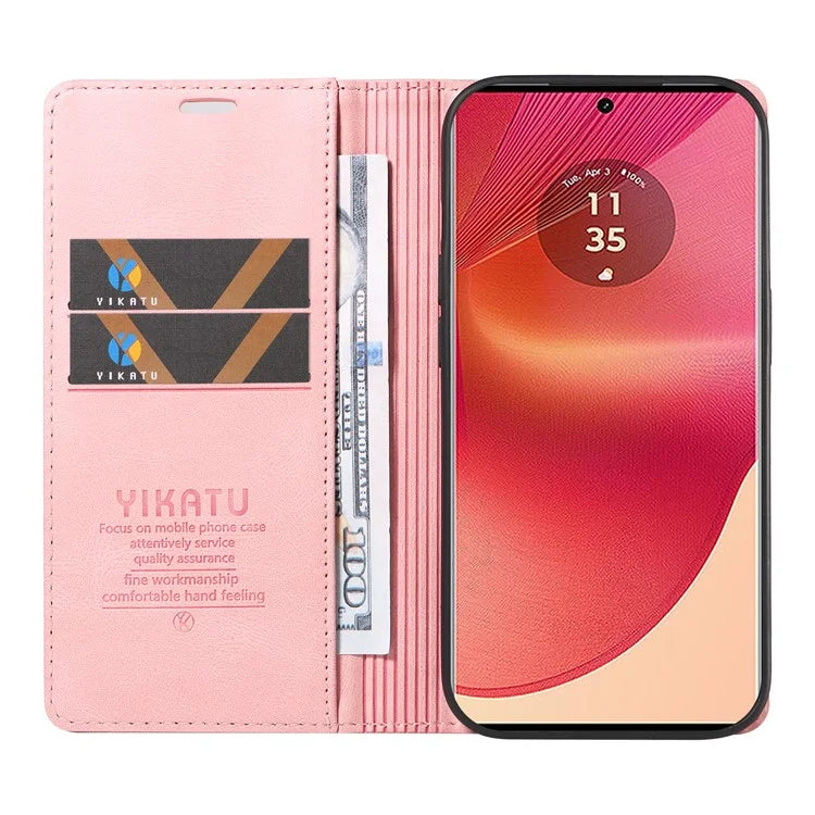 YIKATU YK-004 For Motorola Edge 50 Fusion 5G Leather Case Wallet Phone Cover Skin-Touch