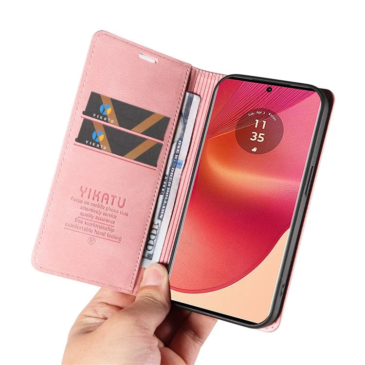 YIKATU YK-004 For Motorola Edge 50 Fusion 5G Leather Case Wallet Phone Cover Skin-Touch
