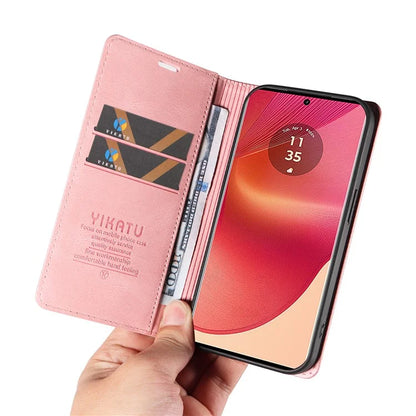 YIKATU YK-004 For Motorola Edge 50 Fusion 5G Leather Case Wallet Phone Cover Skin-Touch