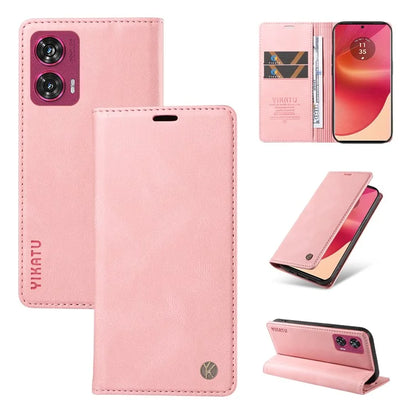 YIKATU YK-004 For Motorola Edge 50 Fusion 5G Leather Case Wallet Phone Cover Skin-Touch