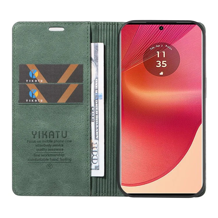 YIKATU YK-004 For Motorola Edge 50 Fusion 5G Leather Case Wallet Phone Cover Skin-Touch