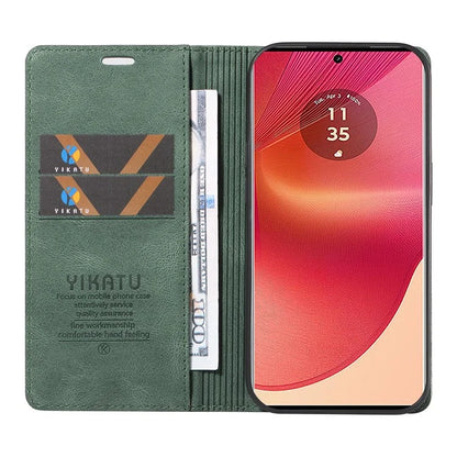 YIKATU YK-004 For Motorola Edge 50 Fusion 5G Leather Case Wallet Phone Cover Skin-Touch