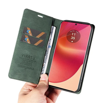 YIKATU YK-004 For Motorola Edge 50 Fusion 5G Leather Case Wallet Phone Cover Skin-Touch