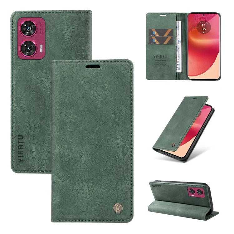 YIKATU YK-004 For Motorola Edge 50 Fusion 5G Leather Case Wallet Phone Cover Skin-Touch