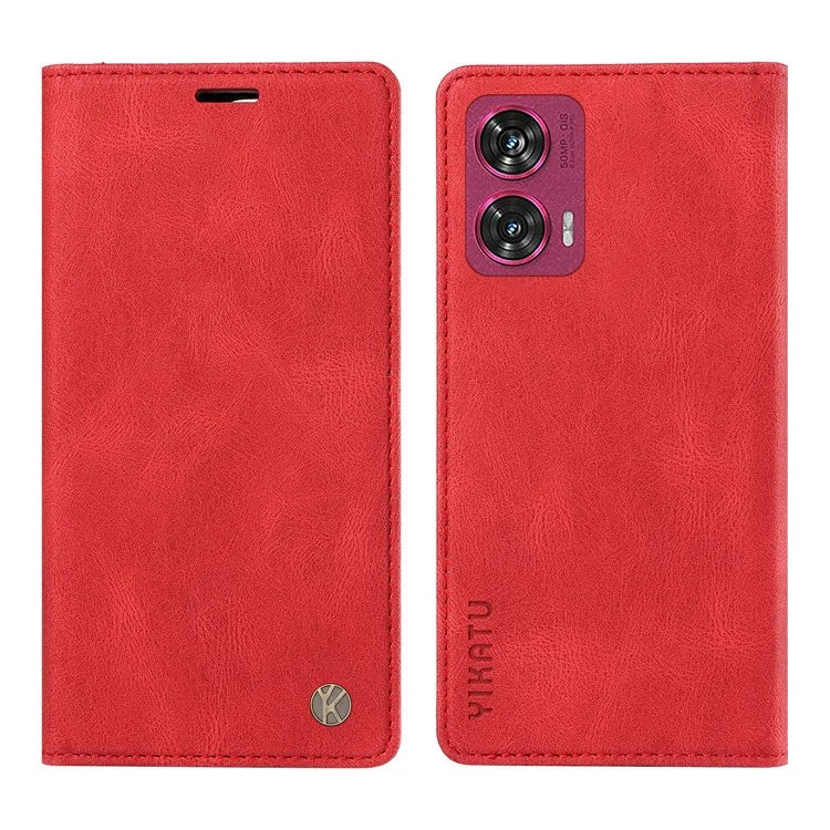 YIKATU YK-004 For Motorola Edge 50 Fusion 5G Leather Case Wallet Phone Cover Skin-Touch