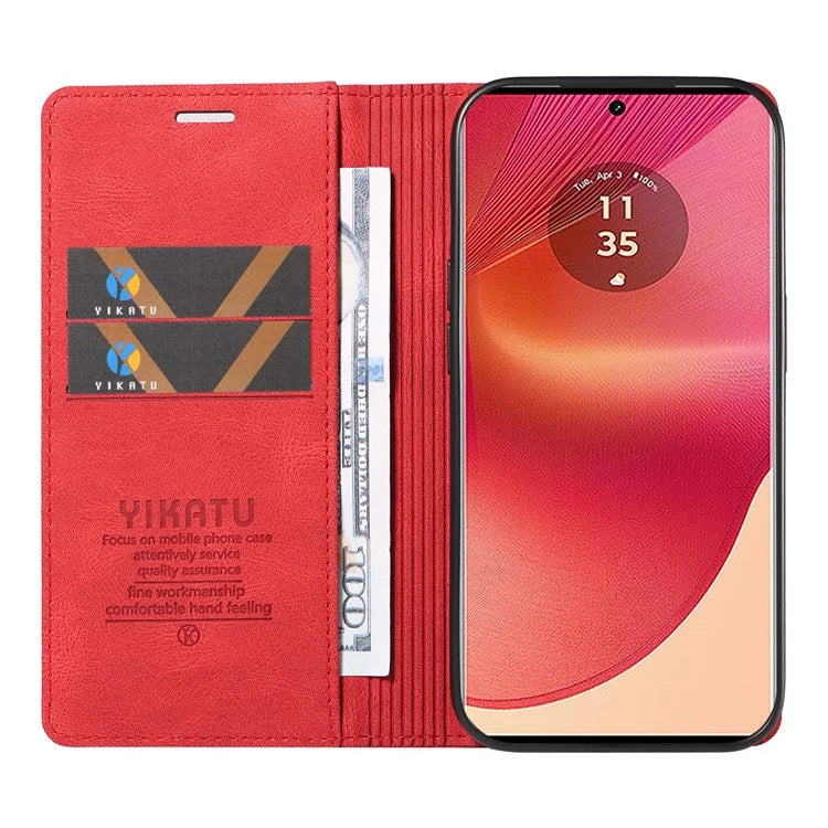 YIKATU YK-004 For Motorola Edge 50 Fusion 5G Leather Case Wallet Phone Cover Skin-Touch