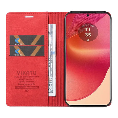YIKATU YK-004 For Motorola Edge 50 Fusion 5G Leather Case Wallet Phone Cover Skin-Touch