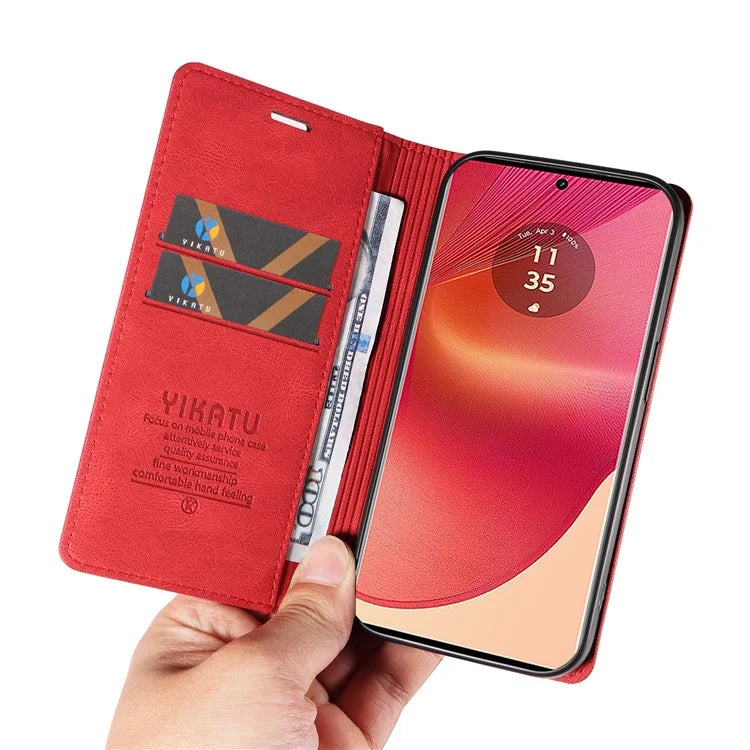 YIKATU YK-004 For Motorola Edge 50 Fusion 5G Leather Case Wallet Phone Cover Skin-Touch